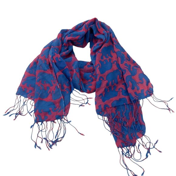 Lilly Pulitzer Silk&Cashmere Elephant Print Scarf  27''X74'' Multifuntional Wrap - Picture 7 of 12